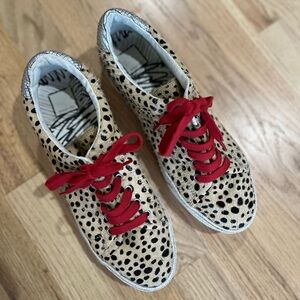 Dolce Vita Leopard Print Sneakers Red Laces